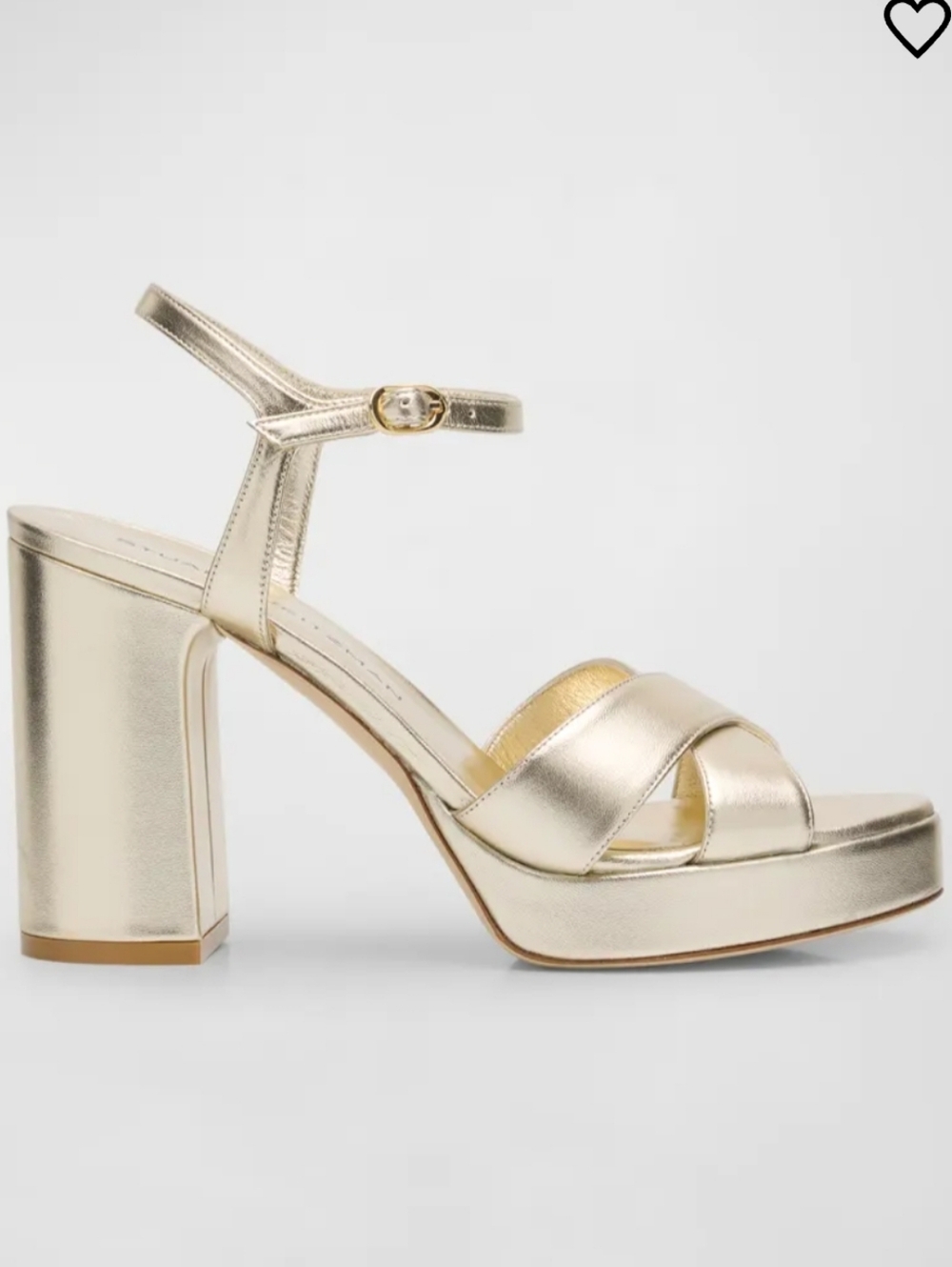 Stuart Weitzman Dayna Metallic Criss Cross Platform Sandals Gold Size 9